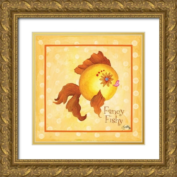 Medley, Elizabeth 20x20 Gold Ornate Wood Framed with Double Matting Museum Art Print Titled - Gold Fish Border