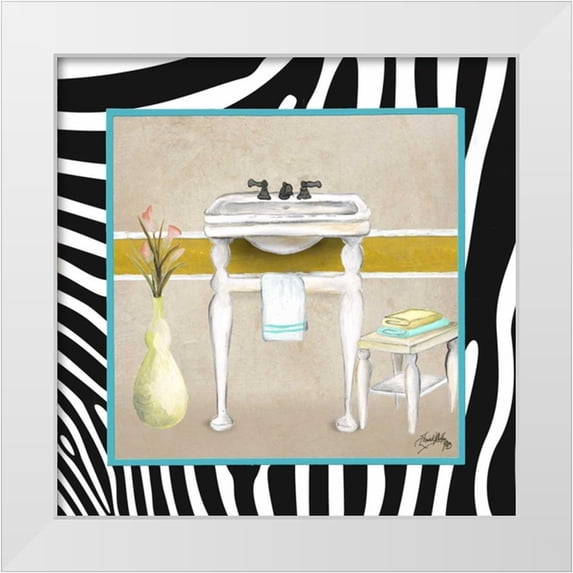 Medley, Elizabeth 20x20 White Modern Wood Framed Museum Art Print Titled - Zebra Bath I