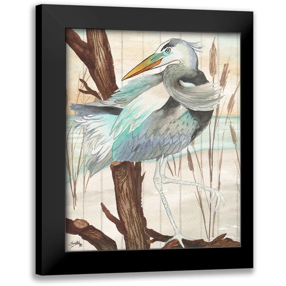 Medley, Elizabeth 20x24 Black Modern Framed Museum Art Print Titled - Heron On Branch II
