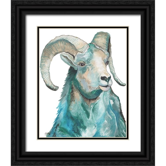 Medley, Elizabeth 20x24 Black Ornate Wood Framed with Double Matting Museum Art Print Titled - Teal Ram