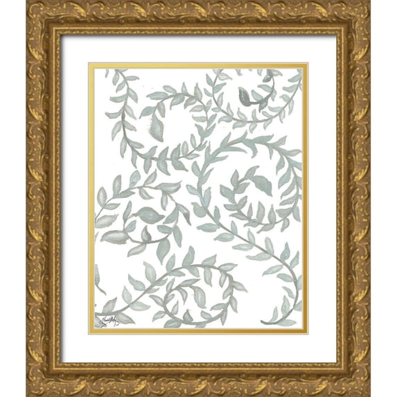 Medley, Elizabeth 20x24 Gold Ornate Wood Framed with Double Matting Museum Art Print Titled - Floral Shades of Gray I