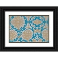 thumbnail image 1 of Medley, Elizabeth 24x17 Black Ornate Wood Framed with Double Matting Museum Art Print Titled - Tan and Blue Floral Pattern II, 1 of 4