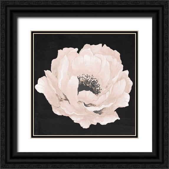 Medley, Elizabeth 26x26 Black Ornate Wood Framed with Double Matting Museum Art Print Titled - Pink Flower on Black II