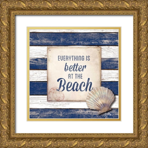 Medley, Elizabeth 26x26 Gold Ornate Wood Framed with Double Matting Museum Art Print Titled - Beach Border