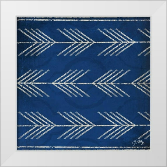 Medley, Elizabeth 26x26 White Modern Wood Framed Museum Art Print Titled - Blue Arrows