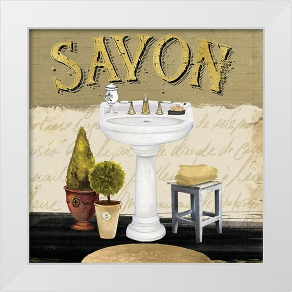 Medley, Elizabeth 26x26 White Modern Wood Framed Museum Art Print Titled - Gold and Black Bath Square II