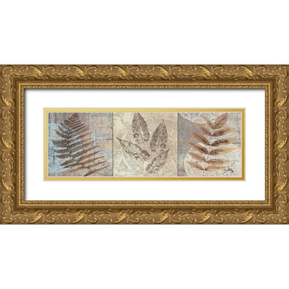 Medley, Elizabeth 32x13 Gold Ornate Wood Framed with Double Matting Museum Art Print Titled - Leaves and Rosettes II