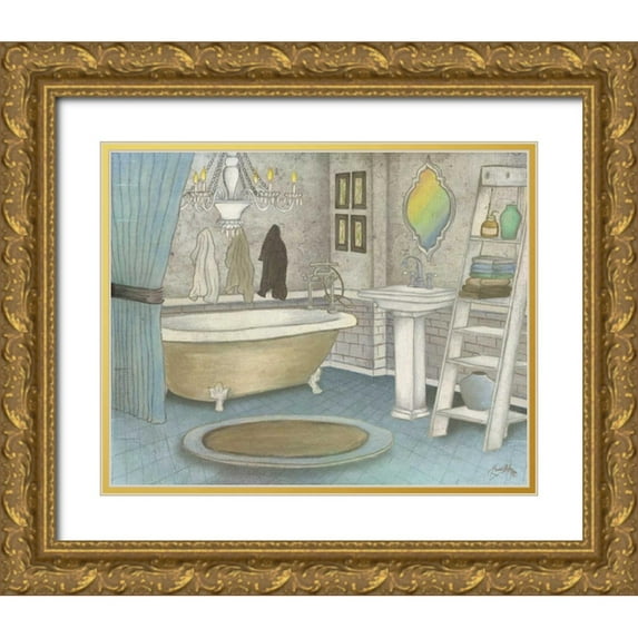 Medley, Elizabeth 32x26 Gold Ornate Wood Framed with Double Matting Museum Art Print Titled - Pastel Bath II