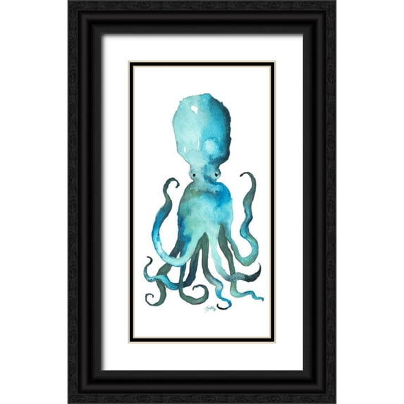 Medley, Elizabeth 9x14 Black Ornate Wood Framed with Double Matting Museum Art Print Titled - Aqua Creatures I