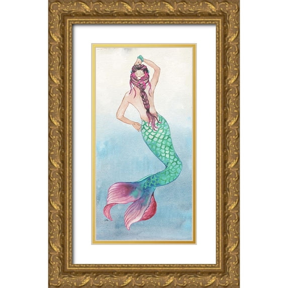 Medley, Elizabeth 9x14 Gold Ornate Wood Framed with Double Matting Museum Art Print Titled - Mermaid Dance