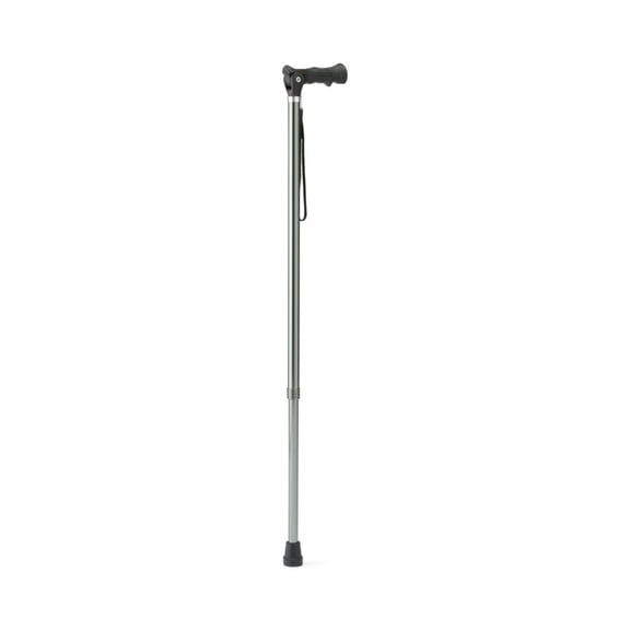Medline 2 in 1 Aluminum Walking Cane & Hiking Stick, Two Angle, 250 lb Capacity, Grey