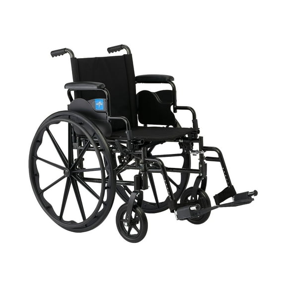 Medline 20" Foldable K4 Wheelchair with Swing Back Desk Length Arms & Swing Away Footrests, 300 lbs. Capacity