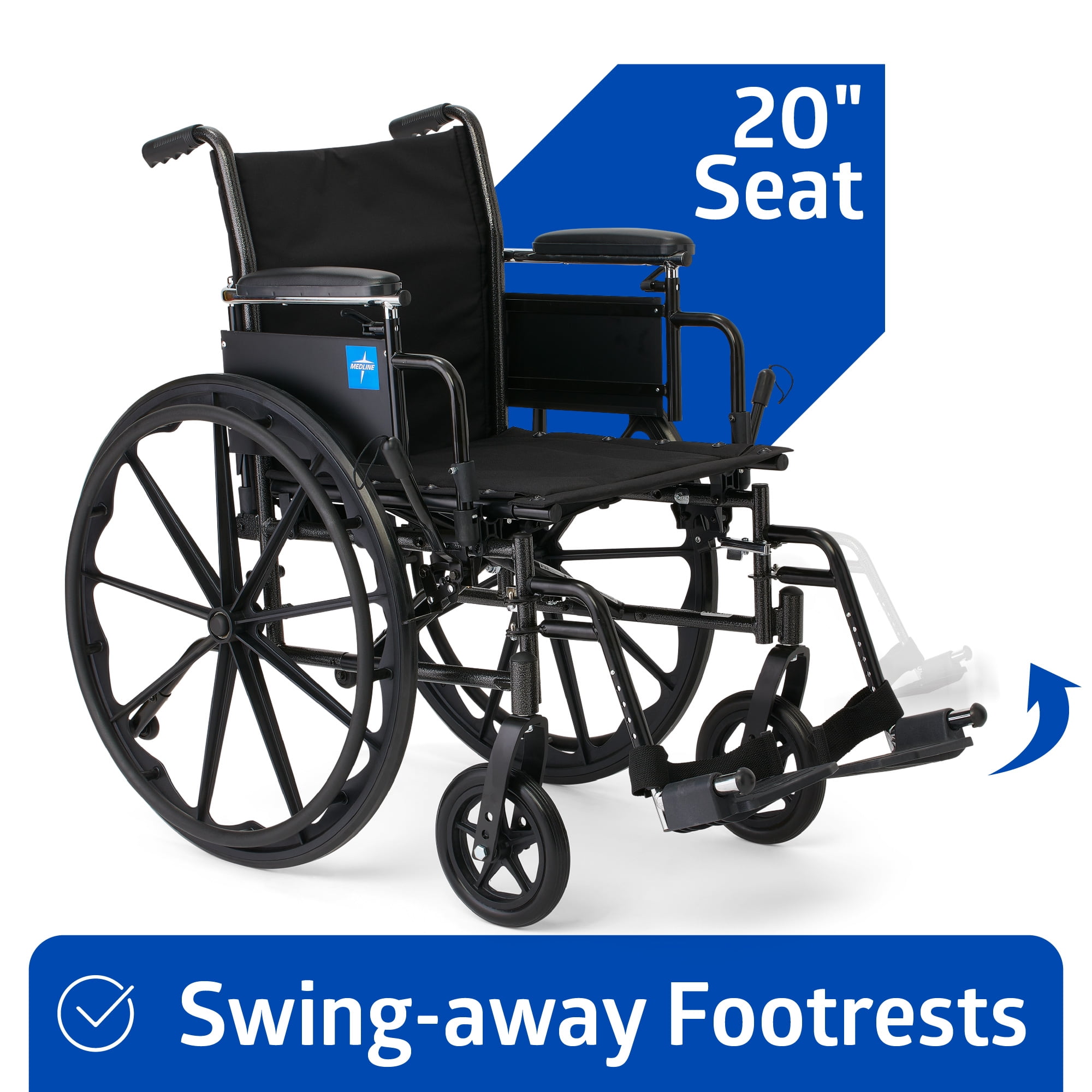 Medline Wheelchair with Swing-Back Desk Arms, Swing-Away Footrests