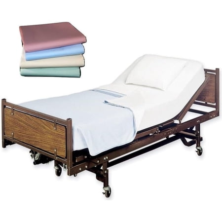 Medline 3-Piece Sea Foam Solid Print Hospital Fitted Bed Sheet, Non-Standard - Wrinkle-Resistant