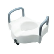 Medline 5" Standard Raised Toilet Seat, with Lock and Padded Arms, White