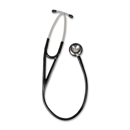 Medline Elite Stainless Steel Cardiology Stethoscope, Black, Acoustically Superior