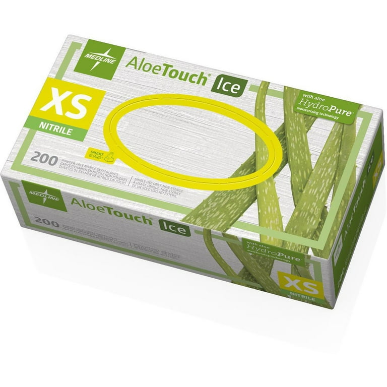 Medline Aloetouch Ice Nitrile Gloves - Large Size - Latex-free, Textured - For Healthcare Working - 200 / Box Medline Aloetouch Ice Nitrile Gloves - Large Size - Latex-free, Textured - For Healthcare Working - 200 / Box