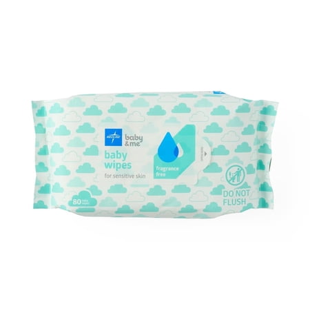 Medline AloeTouch Baby Wet Wipes, Unscented, 5.5 x 7.25in, 80 Count