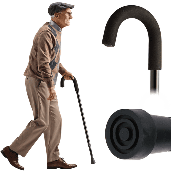 Medline Aluminum Cane Walking Aid is Portable & Lightweight, Helps with Balance, Surgery Recovery & Mobility