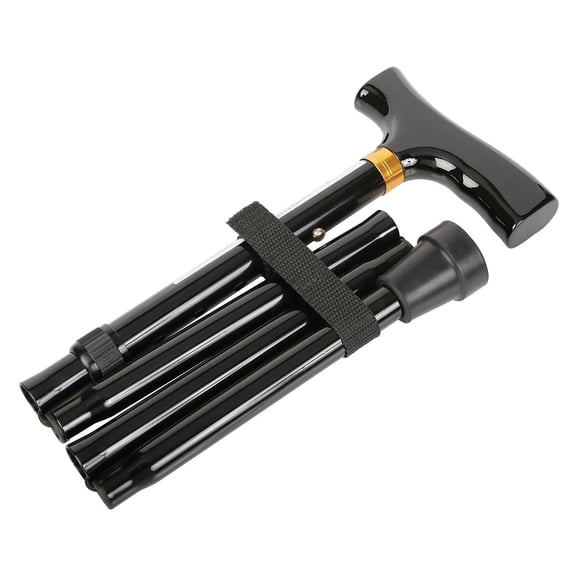 Medline Aluminum Folding T-Handle Cane, Black