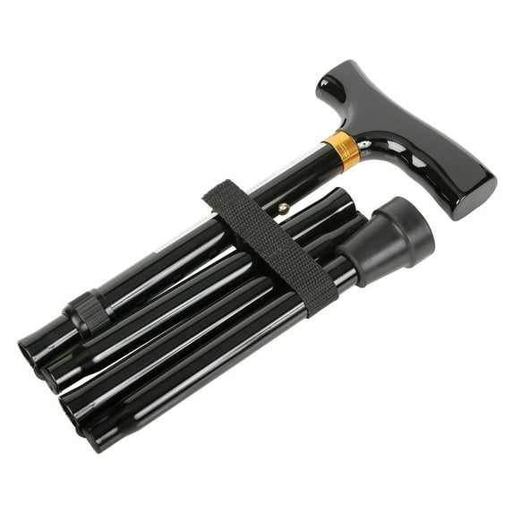 Medline Aluminum Folding T-Handle Cane, Black