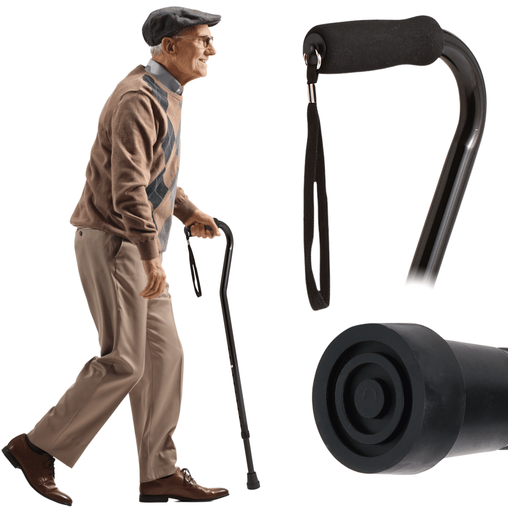 Medline Offset Walking Cane, 29-In to 38-In Adjustable Height, 300