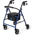 thumbnail image 1 of Medline Rolling Walker, Folding Rollator with Seat and 6-In Wheels, Lightweight, Blue, 250-lb Capacity, Aluminum, 1 of 6