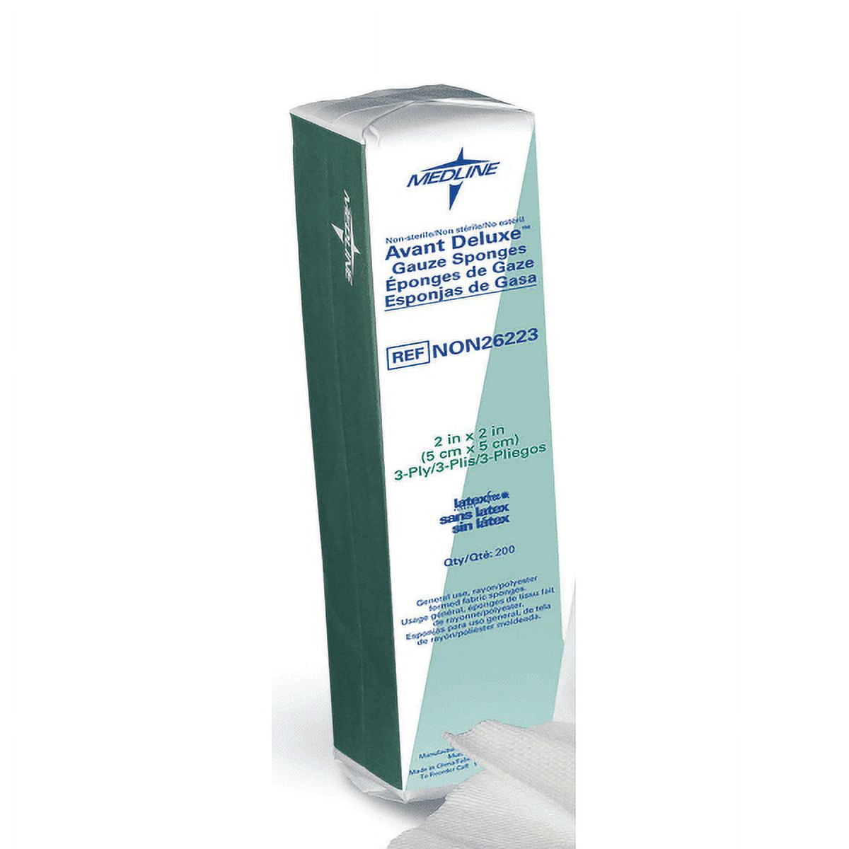 Medline Avant Deluxe NonSterile Gauze Sponges, 4 Ply, 4" x 4", 200 Sponges Per Pack, Case Of 10