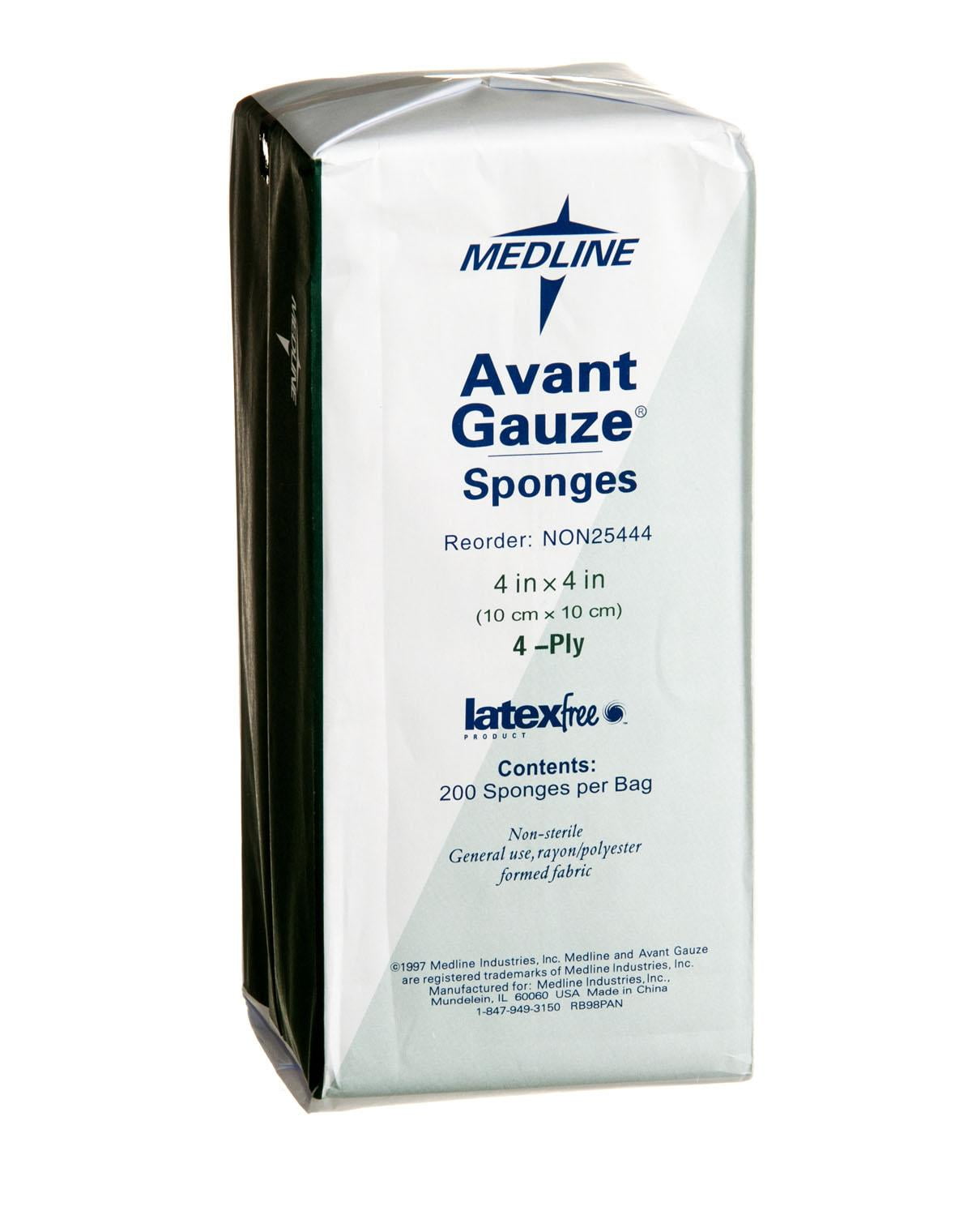Medline Avant Gauze Non-Woven Non-Sterile Sponges - 4" x 4" - 4 ply - 2000/Case