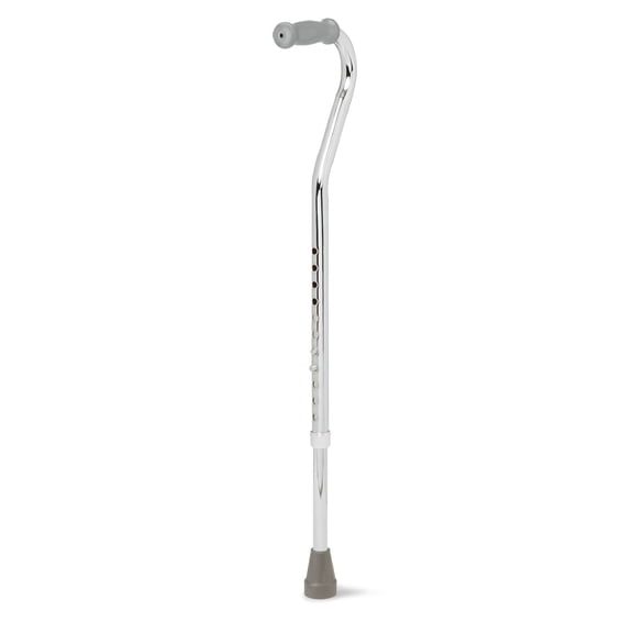 Medline Bariatric Offset Walking Cane, 29-In to 38-In Adjustable Height, 500 lb Weight Capacity, Aluminum, Chrome