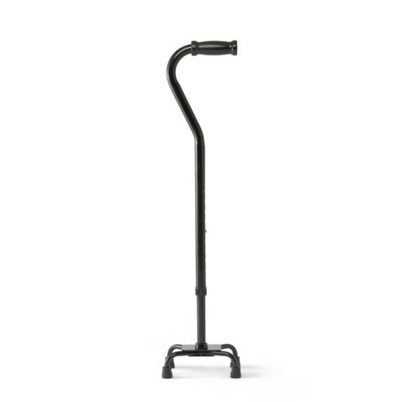 Medline Adjustable Height Bariatric Quad Cane with Small Base, Black, Supports 500 lbs