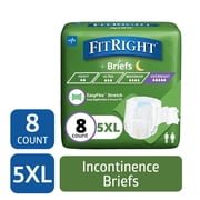 FitRight Bariatric Adult Incontinence Briefs, Diapers with Tabs, Super Absorbent, Size 5XL, 90-106 in 8 Count