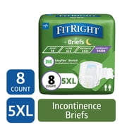 FitRight Bariatric Adult Incontinence Briefs, Diapers with Tabs, Super Absorbent, 5XL, 90in to 106in, 8 Count