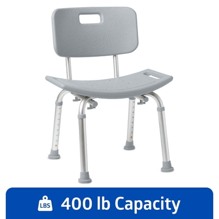 Medline Bath Bench Shower Chair with Back, Supports up to 250 lbs, Gray