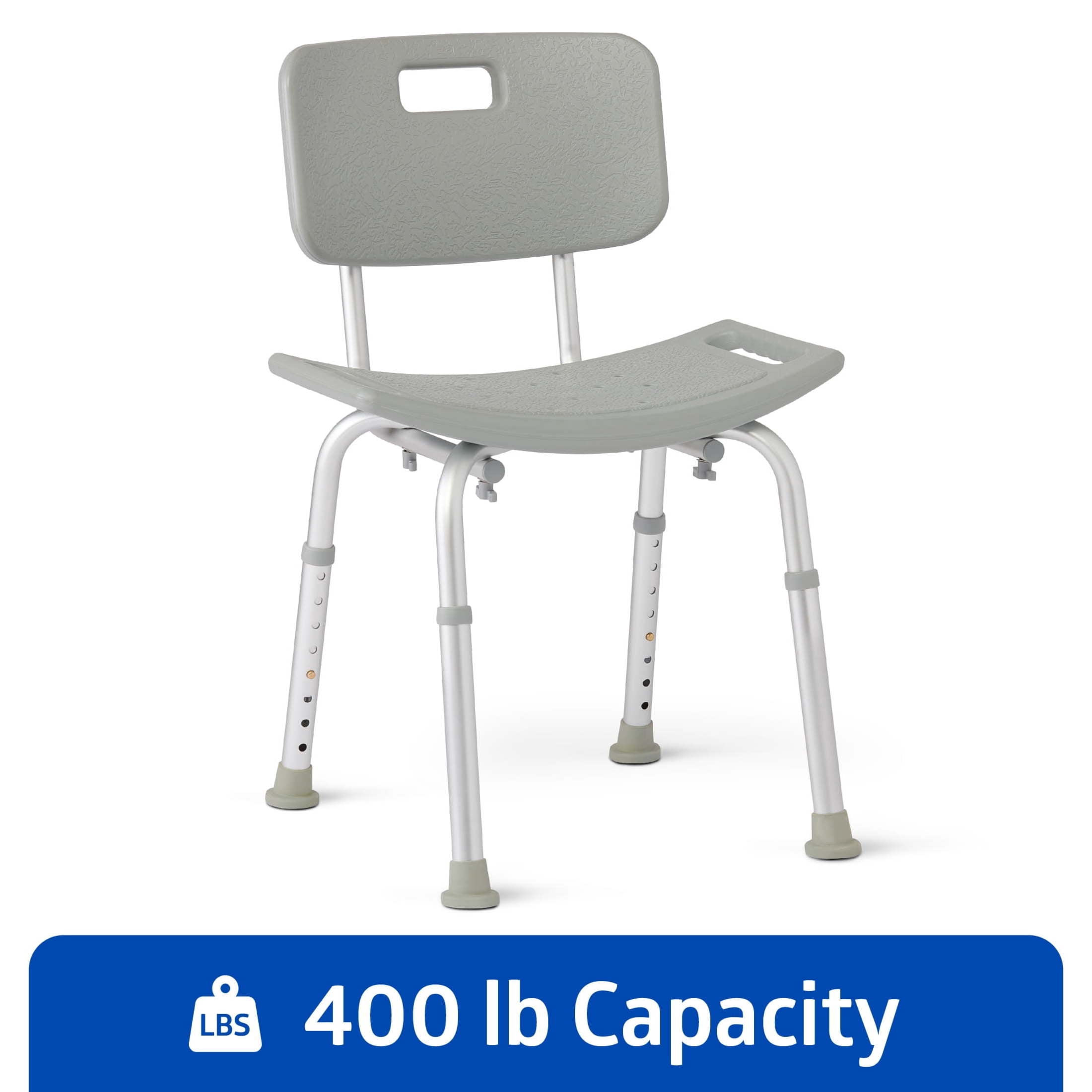 Medline Shower Chair with Back, Height Adjustable Shower Seat without Armrests for Seniors, 300 lb Weight Capacity