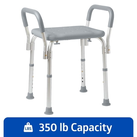 Medline Bath Seat with Padded Armrest, Height Adjustable legs