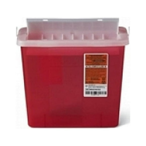 Medline Biohazard Patient Room Sharps Containers, 5 Qt, Translucent Red, Pack Of 20