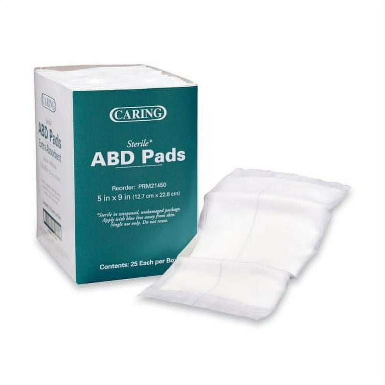 Medline Caring Sterile Abdominal Pads 5 x 9 25 Box White Walmart