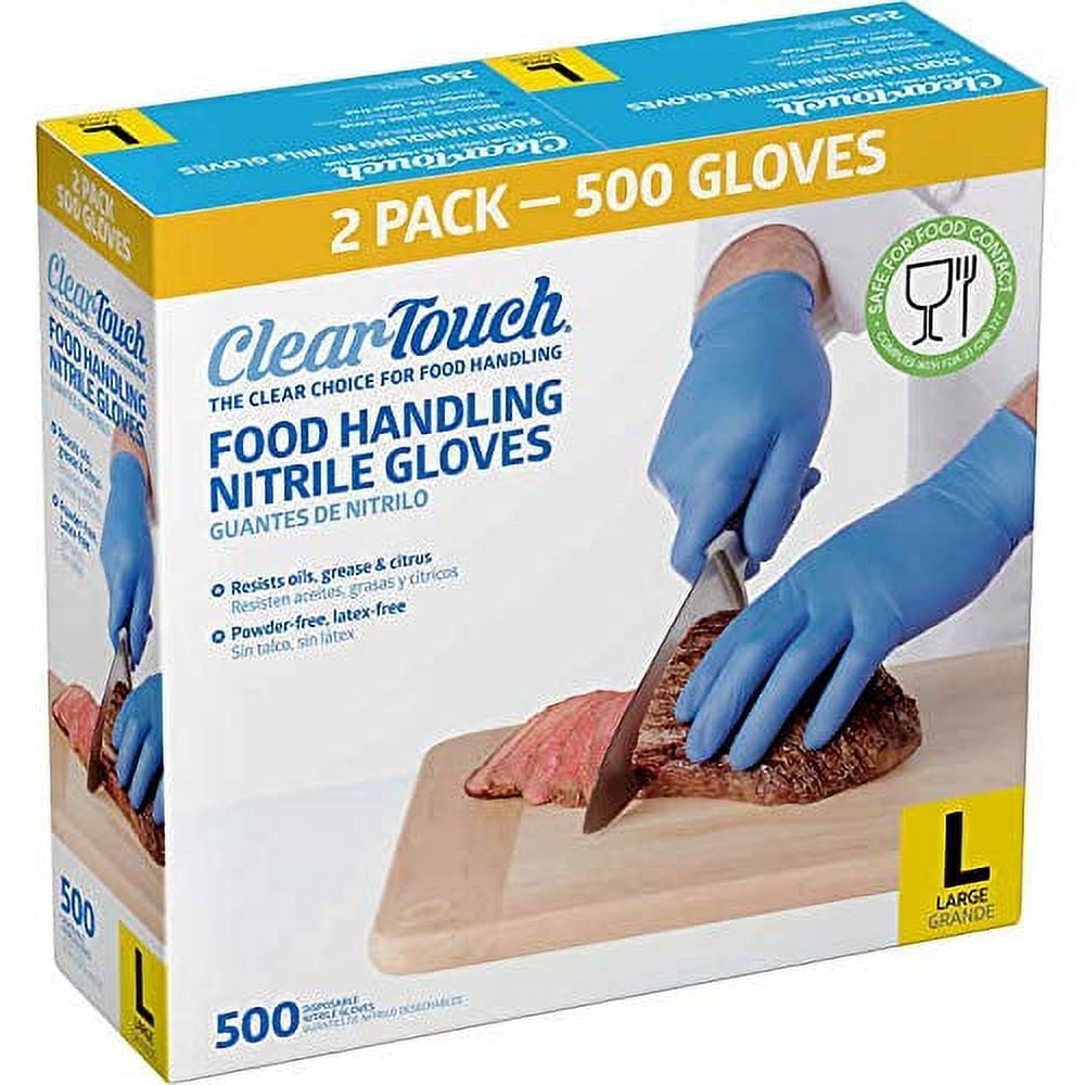 Medline Disposable Clear-Touch Food Handling Nitrile Gloves, Latex