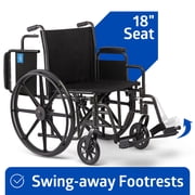 Medline Wheelchair with Swing-Back Desk Arms, Swing-Away Footrests, 18-In Seat, Foldable, 300 lb Weight Capacity, Black