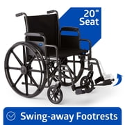 Medline Comfortable Folding Wheelchair with Swing-Back Desk-Length Arms and Swing-Away Footrests, 20" W x 16"D Seat