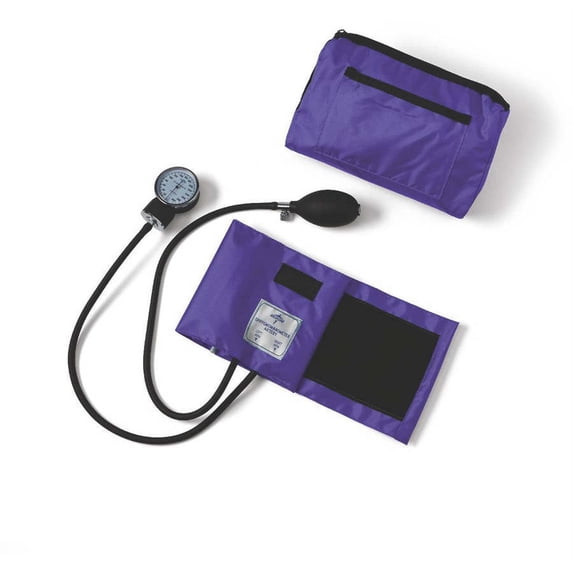Medline Compli-Mates Professional Aneroid Sphygmomanometer Kit with Adult Manual Blood Pressure Cuff and Carrying Case, Purple