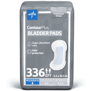 Medline ContourPlus Bladder Control Pads for Men and Women, Moderate Absorbency, 5.5 x 10.5in, 336 Count