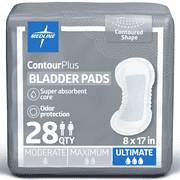 Medline ContourPlus Bladder Control Pads for Men and Women, 8 x 17in, 28 Count