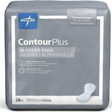 Medline ContourPlus Bladder Pads, Ultimate Absorbency, 28 Count, Unisex Bladder Control Pads