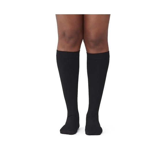 Medline Curad 15-20mmHg Knee High Compression Socks Black D Size Regular Length Each MDS1716DBH