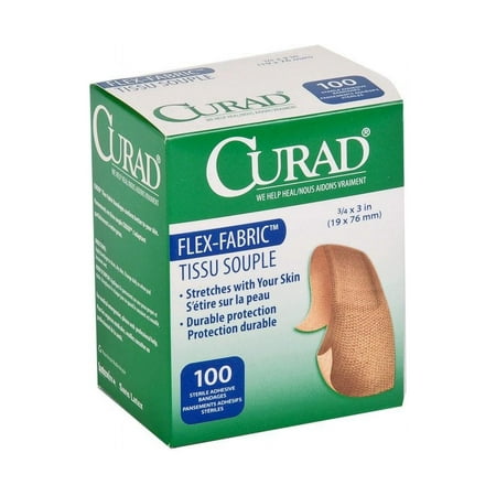 Medline Curad Fabric Adhesive Bandages, Natural, 100 Ct