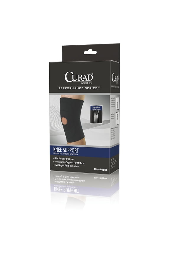Curad Open Patella Knee Supports Black Large Each ORT23200L