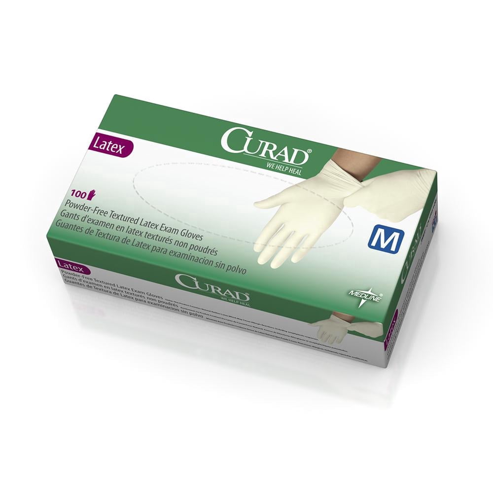 Medline Medical Latex Exam Gloves, Powder-Free, Medium Size, Box