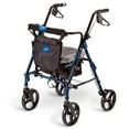 thumbnail image 1 of Medline Deluxe Comfort Rollator, Folding Rolling Walker, 8" Wheels, 300lb Weight Capacity, Blue Frame, 1 of 6